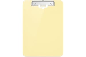 Hnogri Porte-bloc en plastique rose format lettre standard A4 pour infirmières, étudiants, bureau et femmes, avec porte-stylo et clip discret, taille 31,8 x 23 cm, Jaune