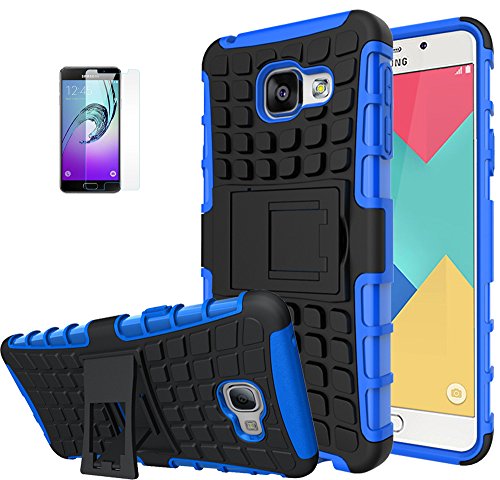 Preisvergleich Produktbild ISENPENK Samsung Galaxy A3(2016) / A310F / A3(2016)Duos Hülle,Ultra Slim TPU+PC Silikon Tough Rugged Dual-Layer Hardcase with Built-in Kickstand Schutzhüllen Wasserdicht Shockproof Anti Slip Protection Thin Tasche für Samsung Galaxy A3(2016) / A310F / A3(2016) Duos 4.7Zoll-[blau]+Panzerglas Folie Displayfolie Displayschutzfolie