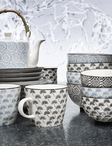 Nordal Teekanne mit Deckel und Bambus Griff BLOSSOM Dandelion Löwenzahn teapot, turq. 0,8 Liter - 2