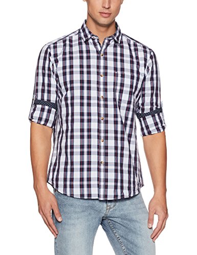 John Players Men's Solid Slim Fit Cotton Casual Shirt