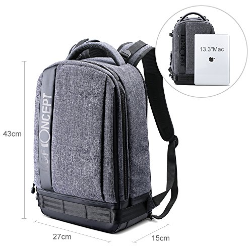 K F Concept KF13 044 Sac a Dos Appareil Photo  Sac Appareil Photo Reflex  Sac Photo  Sac Dos Reflex Ordinateur   Tr  pied Accessoires Noir pour Canon Nikon Sony Olympus Gris