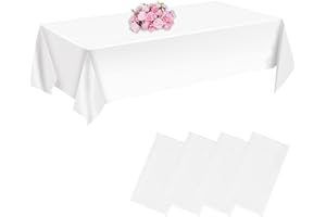‎CHEPULA CHEPULA Einweg Tischdecke Weiß, [4 Stück] Wasserdicht Geburtstag Tischdecken, Rechteckig Tischtuch Geeignet für Hochzeit, Party, Kindergeburtstag, Weihnachten, 137 x 274 cm, Weiss