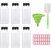 Juice Bottles, 9 Pieces, Empty Refillable Plastic Bottles, Smoothie for Juices, 250 ml Refillable Plastic Bottles, Transparen
