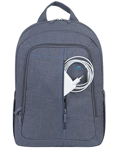 RIVACASE Notebook Rucksack bis 15 6        Stilvolle Tasche aus wasserabweisenden Material und extra verst  rkten Seiten - Grau