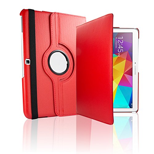 Samsung Galaxy Tab 4 10.1 Hülle, SAVFY®Ultra Slim Samsung Galaxy Tab 4 10.1 Zoll Case 360 Grad Drehung Schutztasche Kunstleder Schutzhülle mit Auto Schlaf / Wach Funktion inkl. Eingabestift und Schutzfolie (für Tab 4 10.1″ T530/T531/T535)-rot - 2