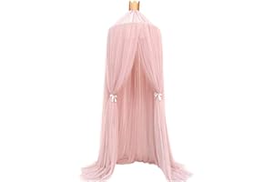Upxiang Children's Dome Mosquito Net Tent Bed Canopy Mosquito Net Bed Linen with Round Lace Baby Boys Girls Games House pink