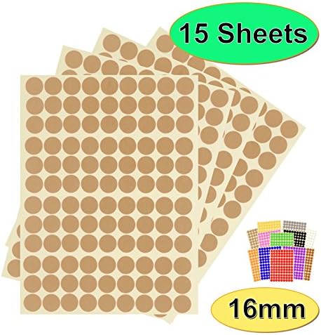 1,620 x Gold Sticky Dots - 16mm - Round Colour Coding Dot Stickers - 15 Sheets