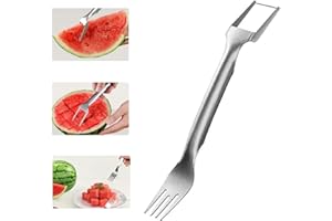 HOIDOKLY Forchetta taglia frutta 2 in 1, in acciaio inossidabile, per anguria, strumento di taglio per anguria a doppia testa, da cucina (1 pezzo)