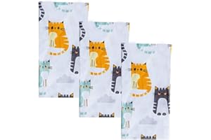 Cotton Carnival Tea Towels, Printed Kitchen Dish Cloth, 100% Ring Spun Cotton Tea Towels, Super Absorbent Dish Towels of Size 17.7 X 27.5 in Cat Printed Ultra Soft Kitchen Towels Set of 3