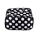 SupplyEU Polka Dots Pattern Double Layer Dual Zipper Makeup Case Cosmetic Hand Bag Tool Storage Toiletry With Mirror (Black)