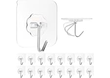Solitude 20 Pcs PVC Heavy Duty Self Adhesive Stainless Hooks 13.2LB (Max), Transparent Waterproof and Oilproof Wall Hooks for