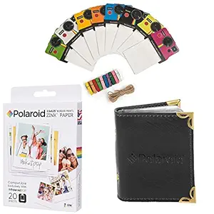 Polaroid 3.5 x 4.25 inch Zink Photo Paper (20 Sheets) + Colorful Vintage Photo Frames + Photo Album (Compatible with Polaroid POP)