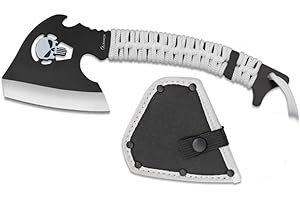 Tiendas LGP Albainox - 32451 - Hacha ALBAINOX- Modelo Calavera Total: 23,8 cm. Acero INOX. Mango Encordado -Herramienta para Caza, Pesca, Camping, Outdoor, Supervivencia y Bushcraft