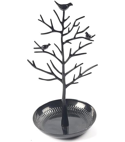 Portagioie a forma di albero decorativo in alluminio argento – per anelli, collane e braccialetti – in 2 misure 31 cm o 37,5 cm e alluminio, colore: argento, cod. MN-DE-5033