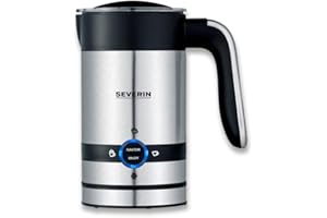 SEVERIN Espumador de leche para espumar en frío y en caliente además de calentar leche, indicado para espumar aprox. 100 ml o calendar aprox. 200 ml de leche. 450 W, acero inoxidable SM 3584