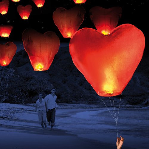 Nakamari Schwebende Herz-Glückslaterne inkl. Schnur, 5er-Set - 4