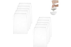DEANKEJI Weiß Presssack für Obstpresse 10 Stück Nylon Filtersack, mit Kordelzug, Nussmilchbeutel Waschbar, für Filtern von Sojamilch, Milch, Saft, Gemüse