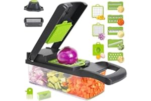 LKEVREG Gemüseschneider, 15 in 1 Gemüsehobel Multifunktions Vegetable Chopper Dicer, Gemüse Schneider mit 7 Auswechselbaren Klingen Würfelschneider für Hobeln Von Obst Gemüse, Grau Knoblauch (Grau)
