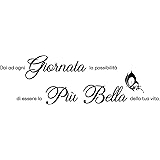 Set Adesivi Murali Scritte Italiano Frasi Adesivi da Parete Citazioni PVC Nero Ornamento per Casa Cucina Camera da Letto Sogg