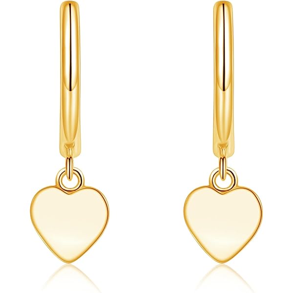 FIOROYAL 925 Sterling Zilveren Hartvormige Oorringen voor Dames Meisjes | Hypoallergene Lichtgewicht Zilveren Liefdeshart Druppel Dangle Huggie Bedel Oorbellen Glanzende CZ Huggie Hoepel B Oorbel