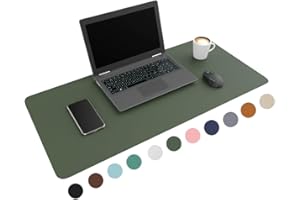 ‎WURK WURK Schreibtischunterlage [90 cm x 43 cm] - Premium Qualität - Mauspad - Große Schreibunterlage - Mauspad XXL - Rutschfeste Unterlagenmatte - Desk Mat - PU Leder Inklusive Kabelclip (Grün)