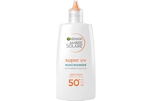 ‎GARNIER Garnier UV-Sonnenschutzfluid für zu Unreinheiten neigende Haut, Sehr hoher Sonnenschutz mit LSF 50+, Unsichtbares Finish, Ambre Solaire Super UV Niacinamide Daily Fluid, 1 x 40 ml