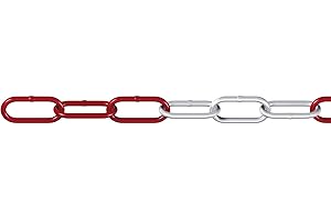 Dörner + Helmer Chaîne en acier rond, 6 mm d'épaisseur, 15 m de long, en acier galvanisé, maillons longs, capacité de charge 160 kg, rouge/blanc