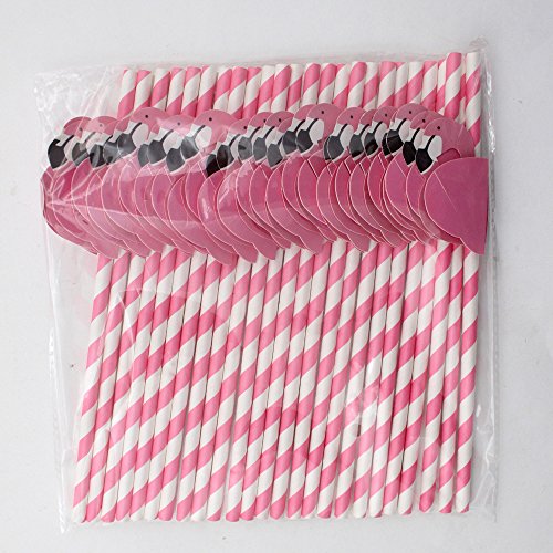 ipalmay 3D Flamingo Cocktail Trinken Papier Trinkhalme, Einweg biologisch abbaubar, 19,7 cm, 100 Stück - 4