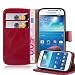 Produktbild Samsung Galaxy S4 MINI Hülle in WEIN ROT von Cadorabo - Handyhülle Luxury Design mit Magnetverschluss Standfunktion und Kartenfach Case Cover Schutzhülle Etui Tasche Book Klapp Style