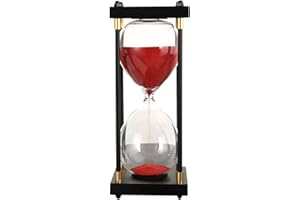 QUXING Timer da Cucina，Timer Per Clessidra 60 Minuti Clessidra，conto alla rovescia clessidra design Per Natale Nuovo Anno Compleanno Tavolino Da Tè Scaffale Libri Gioco Di Scuola (Rosso)