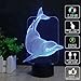Produktbild 3D-Magic-Schreibtischlampe, LED-Touch-Schalter 7 Farben blinkende Illusion Lichter, ein kleines Nachtlicht mit USB-Ladekabel, Tischlampe für Kinderheim Dekoration Geschenke (Wolf Head, Dolphin) ( Design : B )