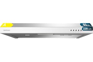 Cecotec Campana Extractora Convencional 60 cm Bolero Flux CM 602100 White A. Acabado Pintado Blanco, Succión 228 m³/h, 3 Velocidades, Filtro de Aluminio, Clase A, Motor BLDC y Luz LED