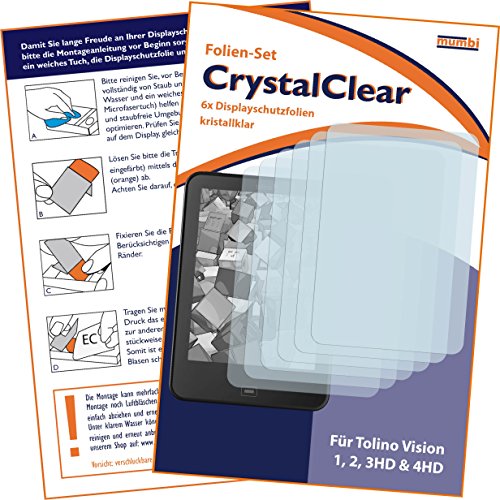 6 x mumbi Schutzfolie Tolino Vision 1, 2, 3HD, 4HD Folie Displayschutzfolie - 2