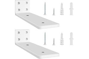 YFCVIP 2 Pzs Soporte Estanteria Pared, 15 cm Soporte Balda Flotante de Madera, Escuadras Para Estanterias Metalicas Invisibles, L Soporte Baldas Pared Industrial con Tornillos (Blanco)
