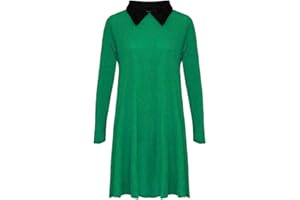 REAL LIFE FASHION LTD Womens Peter Pan Collar Swing Dress Ladies Long Sleeve Midi Dress Halloween Christmas Night Out Party Wear Swing Dress Plus Size UK 8-26