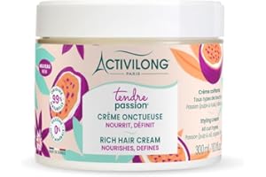 ACTIVILONG - Crème Onctueuse Tendre Passion - Cheveux Ondulés, Bouclés, Frisés et Crépus - 99% d'ingrédients d'origine naturelle - Sans Silicône - Sans Huile Minérale - Made in France - 300 ml