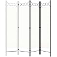 vidaXL 4-Panel Room Divider Folding Panel Screen Movable Partition Privacy Separator Wall Furniture Indoor Bedroom Office160x180 cm White