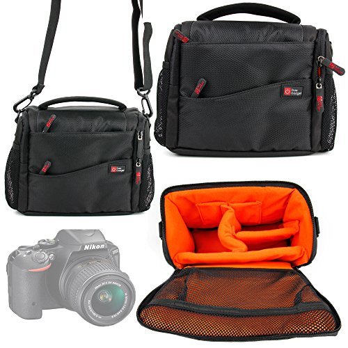 Housse   tui DURAGADGET  noir orange  pour appareil photo SLR Bridge Canon Powershot SX530 HS  Nikon D5500 et Sony ILCE5100LB CEC A5100 et leurs accessoires - Garantie 2 ans