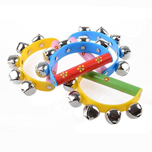 Tefamore Baby Rainbow Musikinstrument Spielzeug aus Holz Jingle Ring Handglocken Rassel