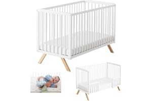 COOL · DREAMS Cuna colecho convertible en cama Nuru. Incluye el kit colecho para unir la cuna a la cama con seguridad y las barandillas blancas para convertirla en cama. Con normativa Europea CoolDreams