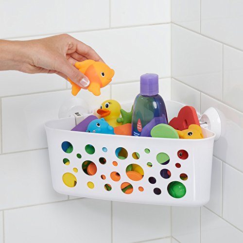 InterDesign 09552EU Bubblz Power Lock Ultra Dusch-Eckkorb fürs Bad für Kinder und Babys für Shampoo, Conditioner, Seife PET 30,48 x 20,95 x 14,61 cm, Weiß - 4