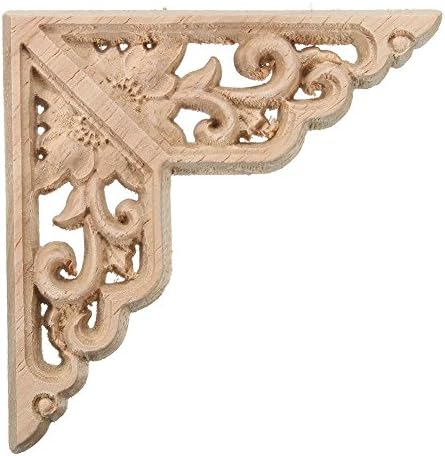 Uminilife 2PCS Wood Carved Corner Onlay Applique Frame Door (XL)
