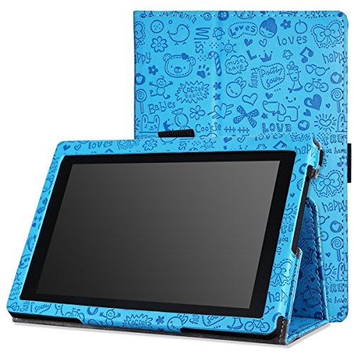 MoKo PU Leder Ständer Hülle Schutzhülle Tasche Ledertasche Schale Smart Case für Amazon All New Kindle Fire HD 7 Zoll 2013 Gen Tablet,Cutie Charme Blau (Nicht für Fire HD 7 2012/Fire HDX 7 2013)