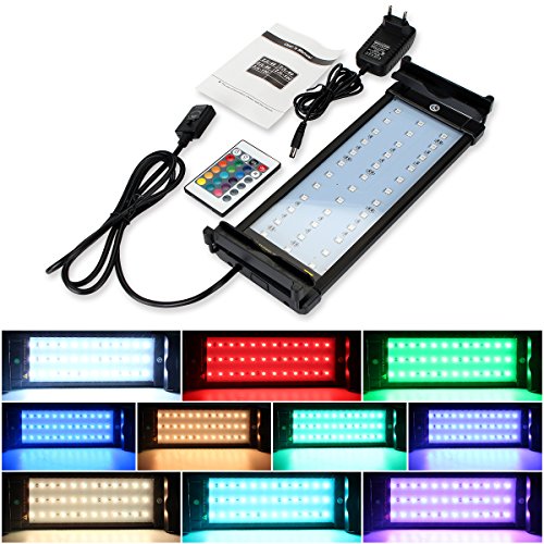 Preisvergleich Produktbild GreenSun LED Lighting LED Aquarium Beleuchtung mit IR Fernbedienung Aquariumlampen Lampe Aufsetzleuchte Abdeckung Klemmleuchte RGB Aquariumlicht Einstellbare auf 28-48cm für Fisch Tank