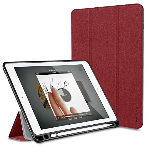 iVAPO iPad Pro 9.7 Hülle Pencil Halter Premium PU Leder Folio Case mit Auto-Schlafen/ Wecken und Stander Funktion Schutzhülle für iPad Pro 9.7 inch Smart Hülle (Rot)
