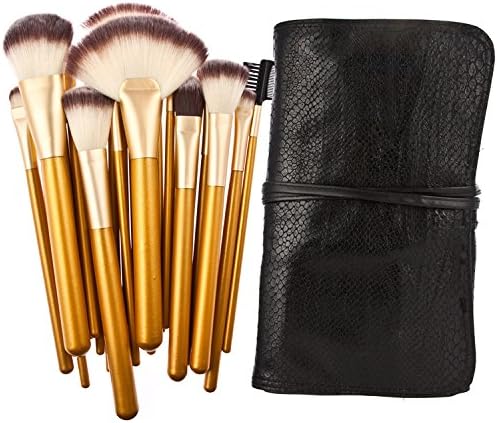 Davidsonne 24 PCS Professional black roll scale Gold Cosmetic Makeup Brush Set fashion Girl Bag