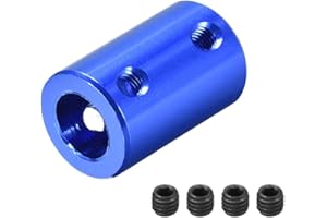 sourcing map Wellenkupplung Verbinder 4mm bis 8mm Bohrung Starrer Kupplungs Stellschraube L25XD14 Aluminiumlegierung Dunkelblau