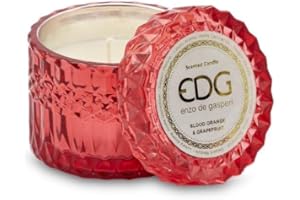 EDG - Enzo de Gasperi Candela profumata "New Crystal" con vaso e coperchio in vetro effetto cristallo H8,5xD9 cm 4 varianti (1pz) Pompelmo e arancia rossa