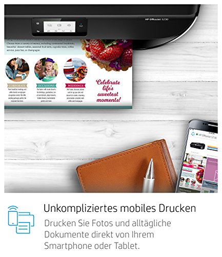 HP OfficeJet 5230 Multifunktionsdrucker (Drucker, Kopierer, Scanner, Fax, WLAN, Airprint) mit 4 Probemonaten HP Instant Ink inklusive, 10S./Min, Schwarz