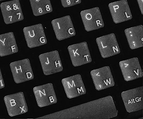 Dvorak transparente Tastaturaufkleber mit Weißer Buchstaben - Geeignet für jede Tastatur